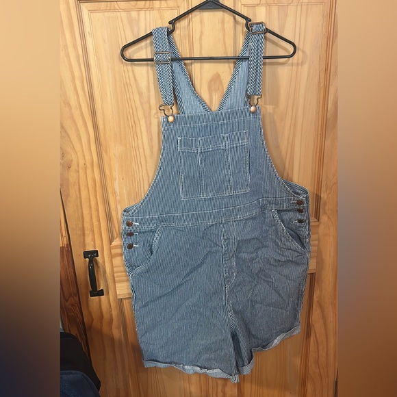 Universal Thread Blue Striped Denim Overalls - Picture 1 of 1